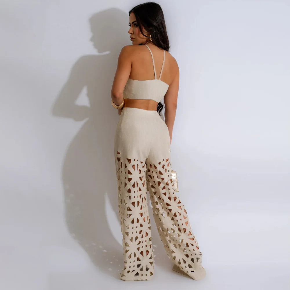 2024 Sexy Crop Tops Two Piece Pant Set