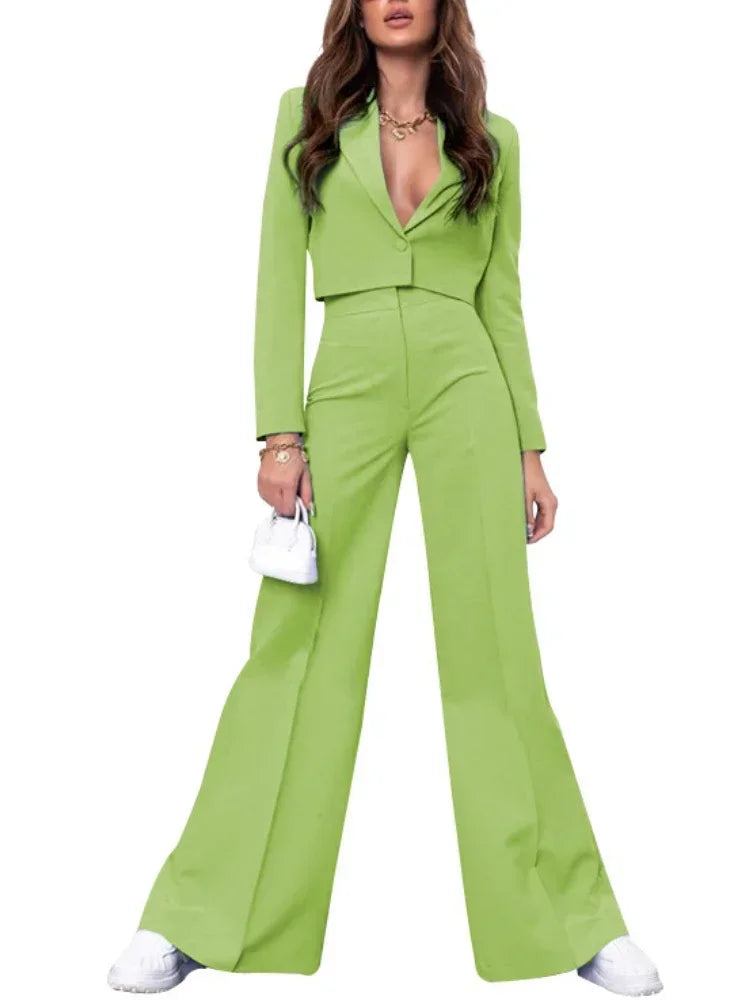 Cropped Blazer and High Waist High Waist Pant Sets