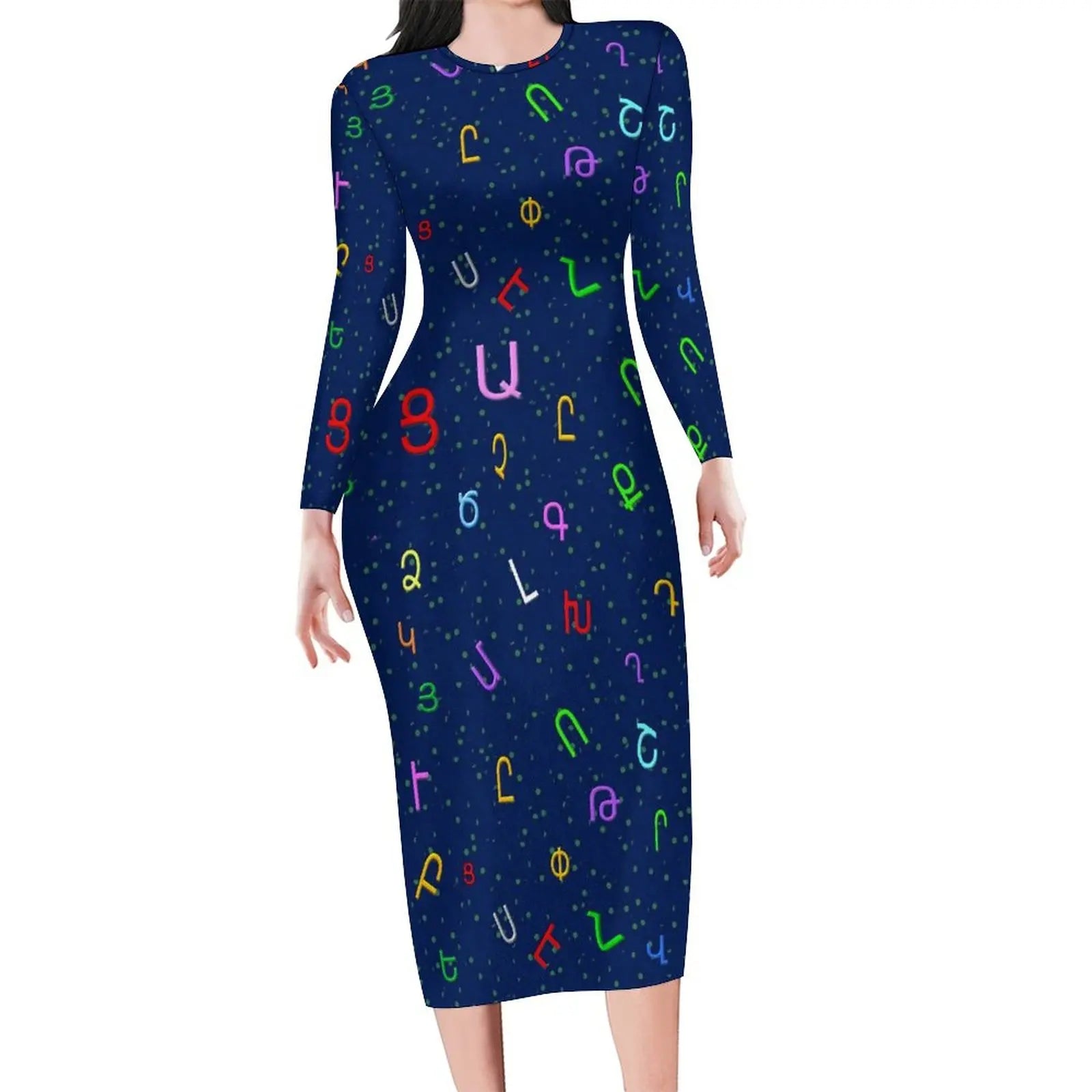 Funny Letter Print Nautical Signal Flags Bodycon Dress