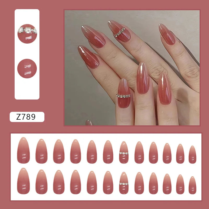 Shiny Diamond False Nails Manicure  24pcs Fake Nail