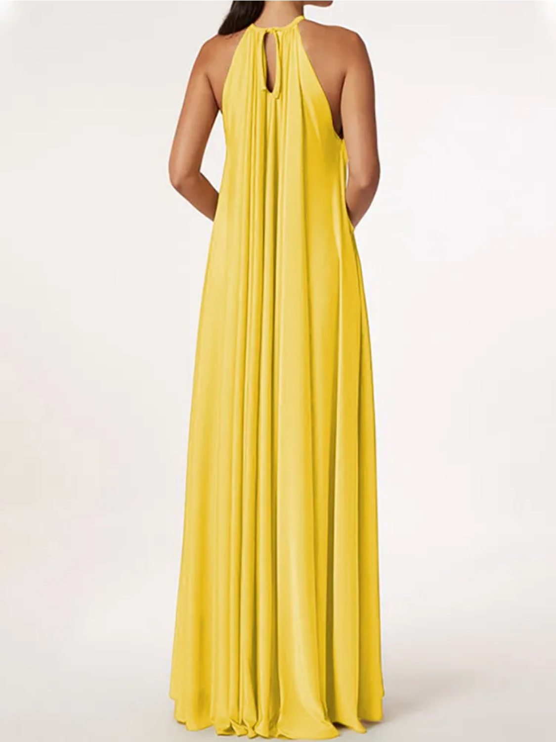 Summer Solid Deep V-Neck Hollow Out Maxi Dress