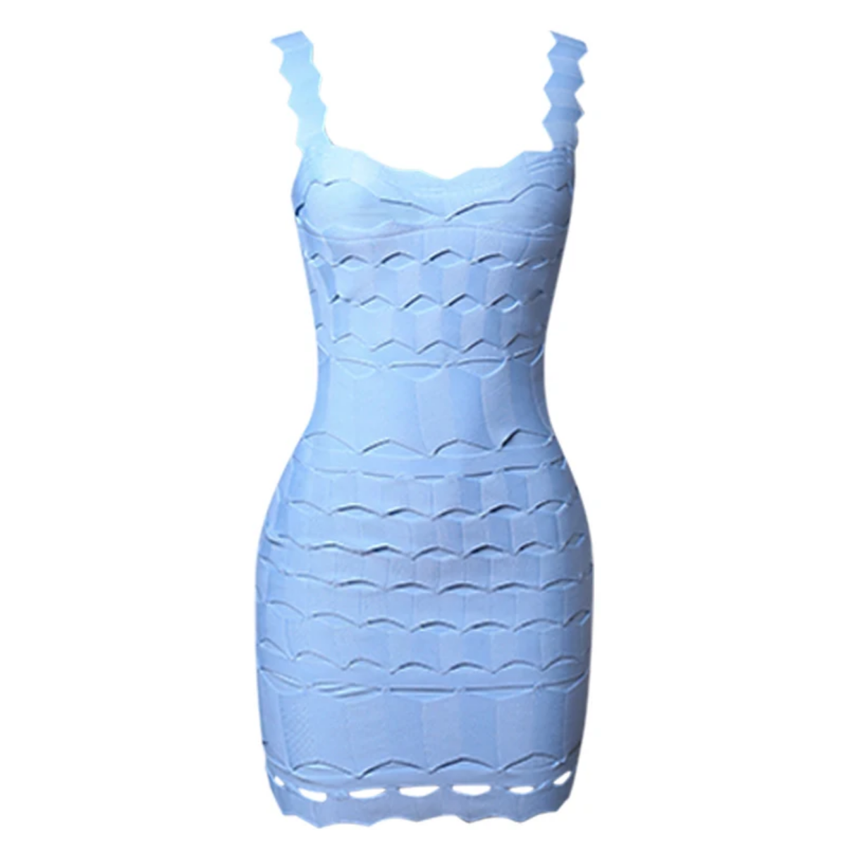 Summer Sexy Sleeveless Backless Mesh Black Red Sky Blue Bodycon Bandage Dress