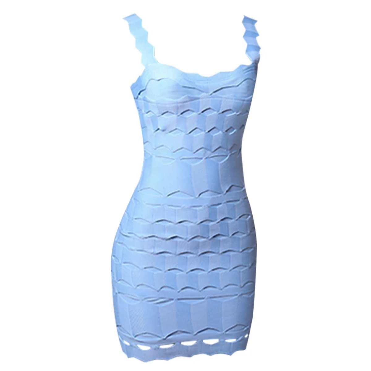 Summer Sexy Sleeveless Backless Mesh Black Red Sky Blue Bodycon Bandage Dress