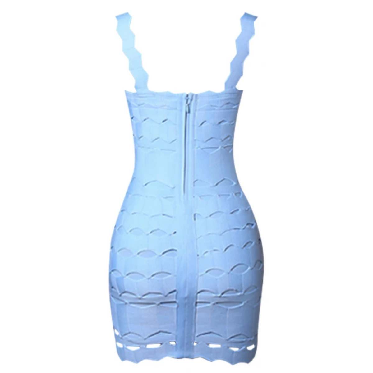 Summer Sexy Sleeveless Backless Mesh Black Red Sky Blue Bodycon Bandage Dress