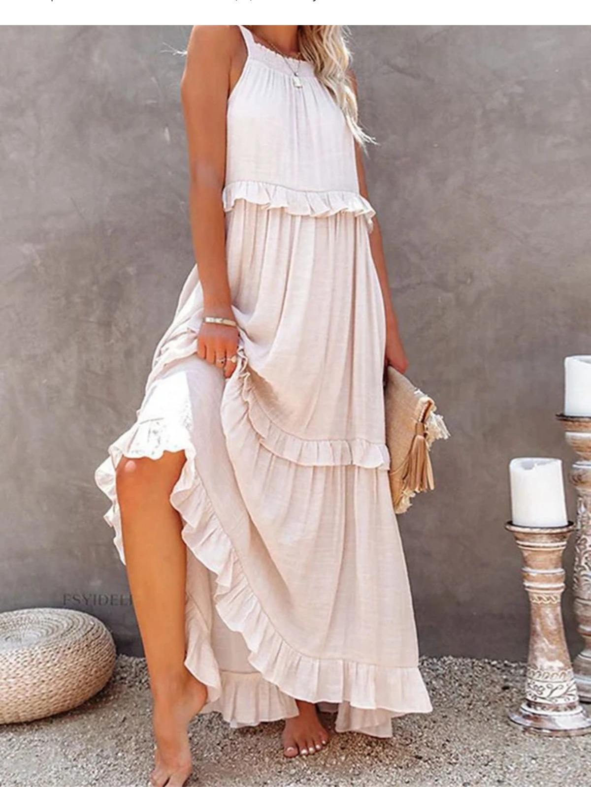 Summer Sleeveless Ruffle Halter Maxi Dress