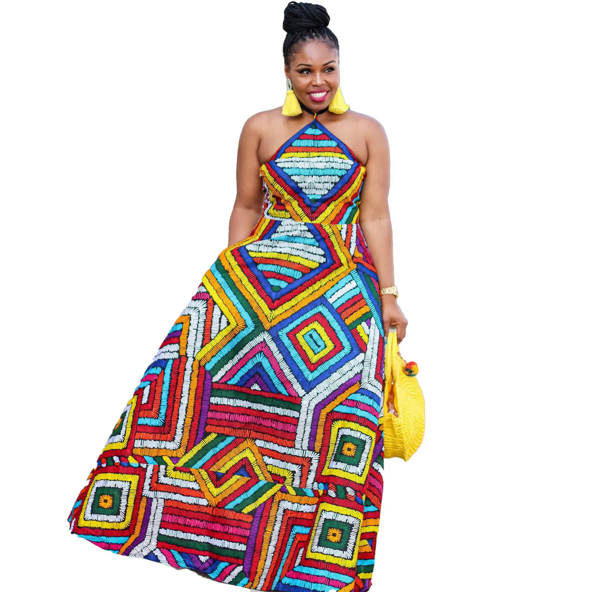 Elegant Dashiki Summer Spaghetti Straps Maxi Dress