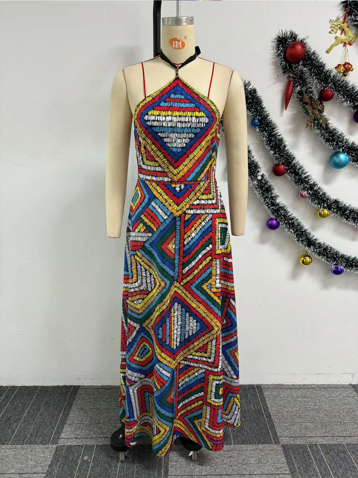 Elegant Dashiki Summer Spaghetti Straps Maxi Dress