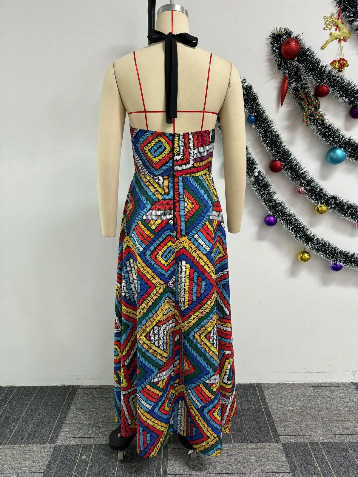 Elegant Dashiki Summer Spaghetti Straps Maxi Dress