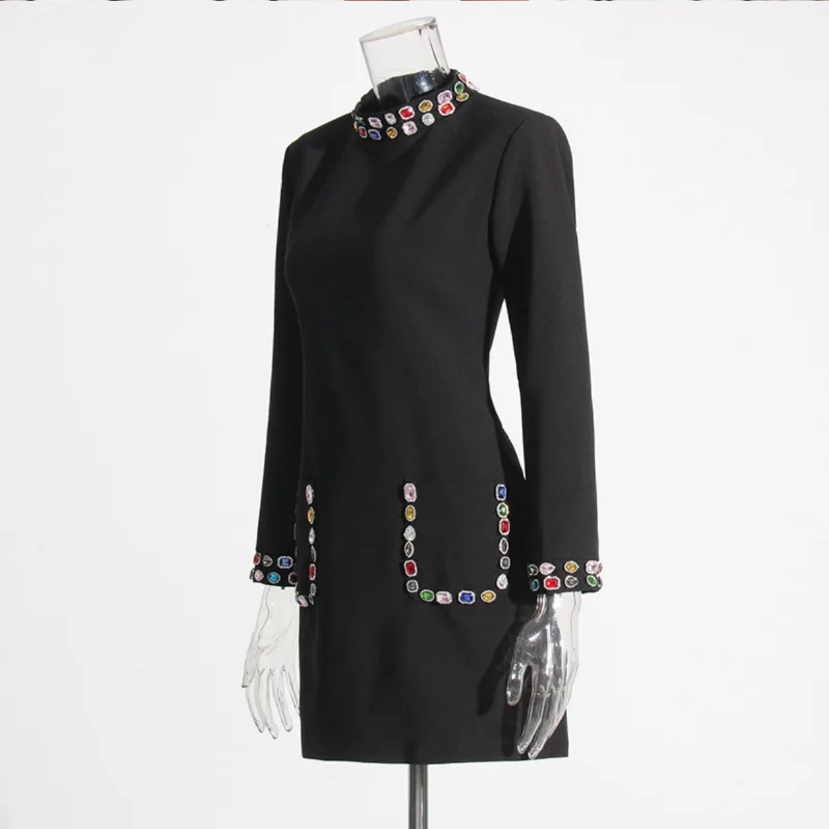 Diamond Embellishment Blazer Dress