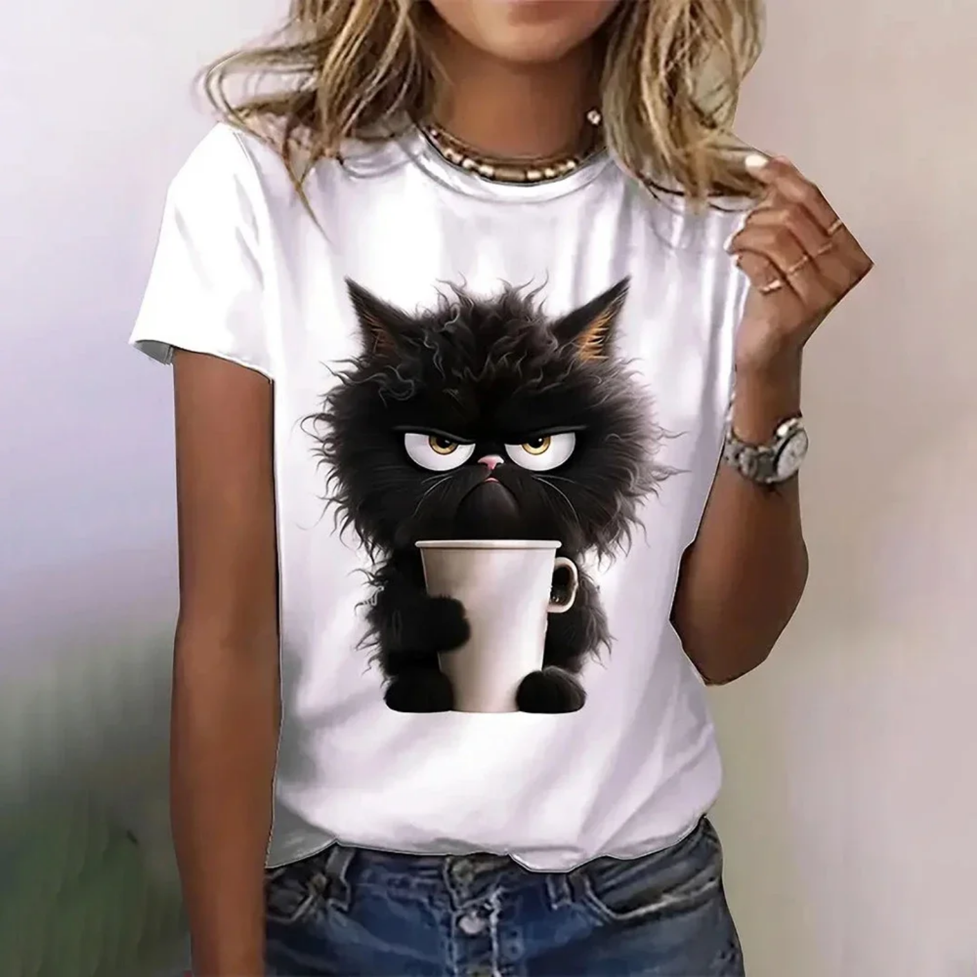 Cat Print Casual Short Sleeve 3D T Shirts