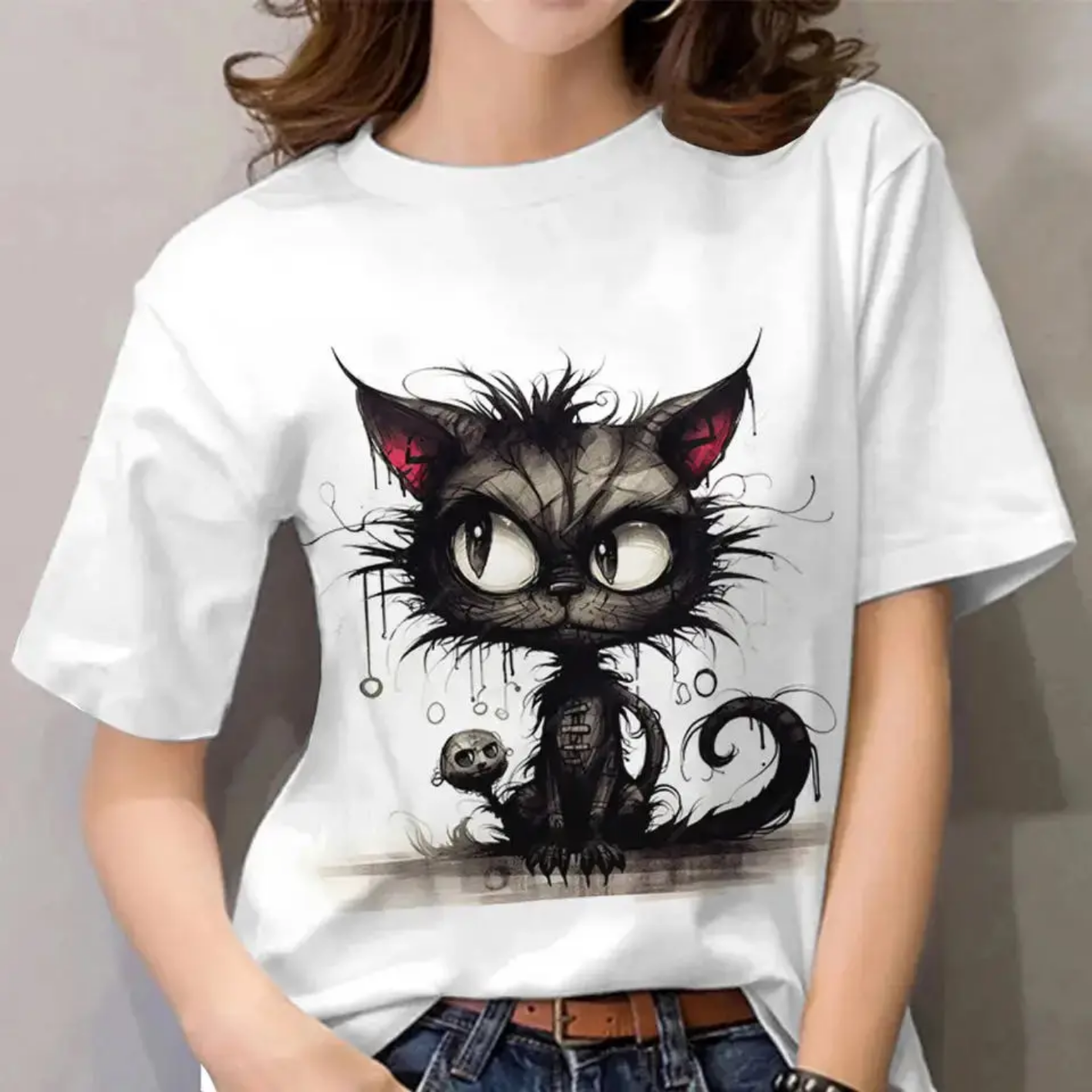 Cat Print Casual Short Sleeve 3D T Shirts