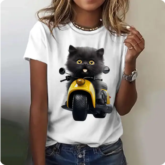 Cat Print Casual Short Sleeve 3D T Shirts