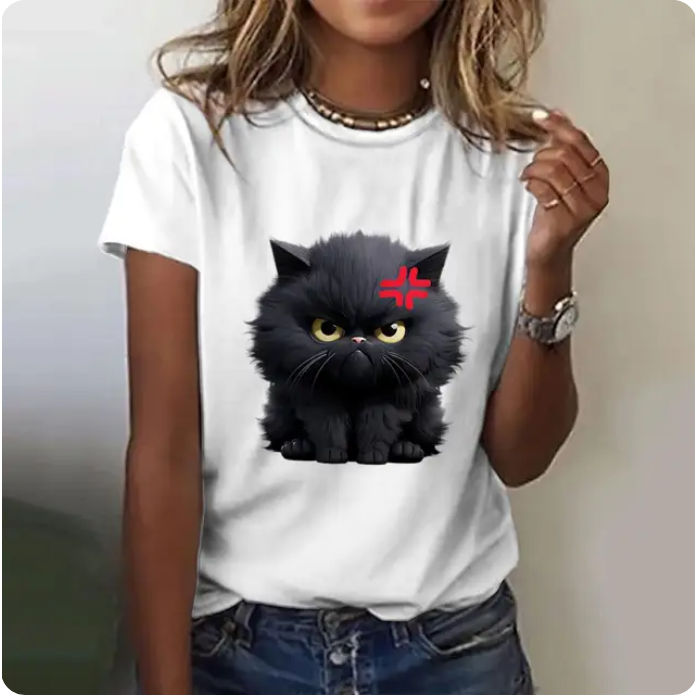 Cat Print Casual Short Sleeve 3D T Shirts