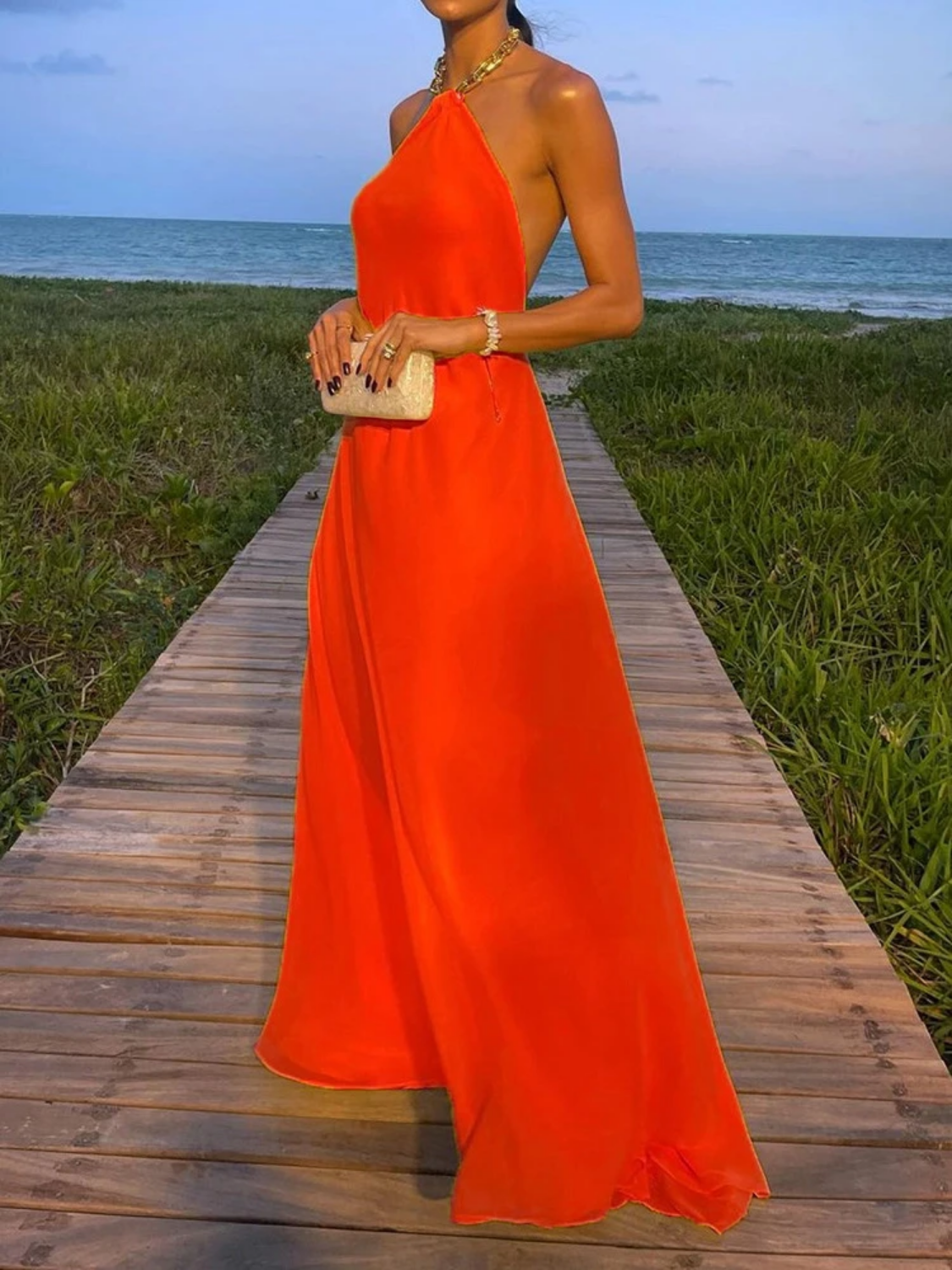 2023 Halter Beach Style  Summer Maxi Dress