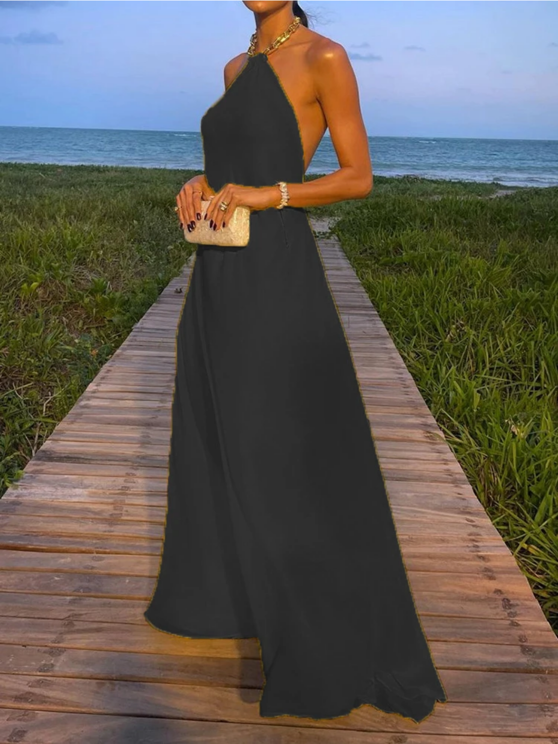 2023 Halter Beach Style  Summer Maxi Dress