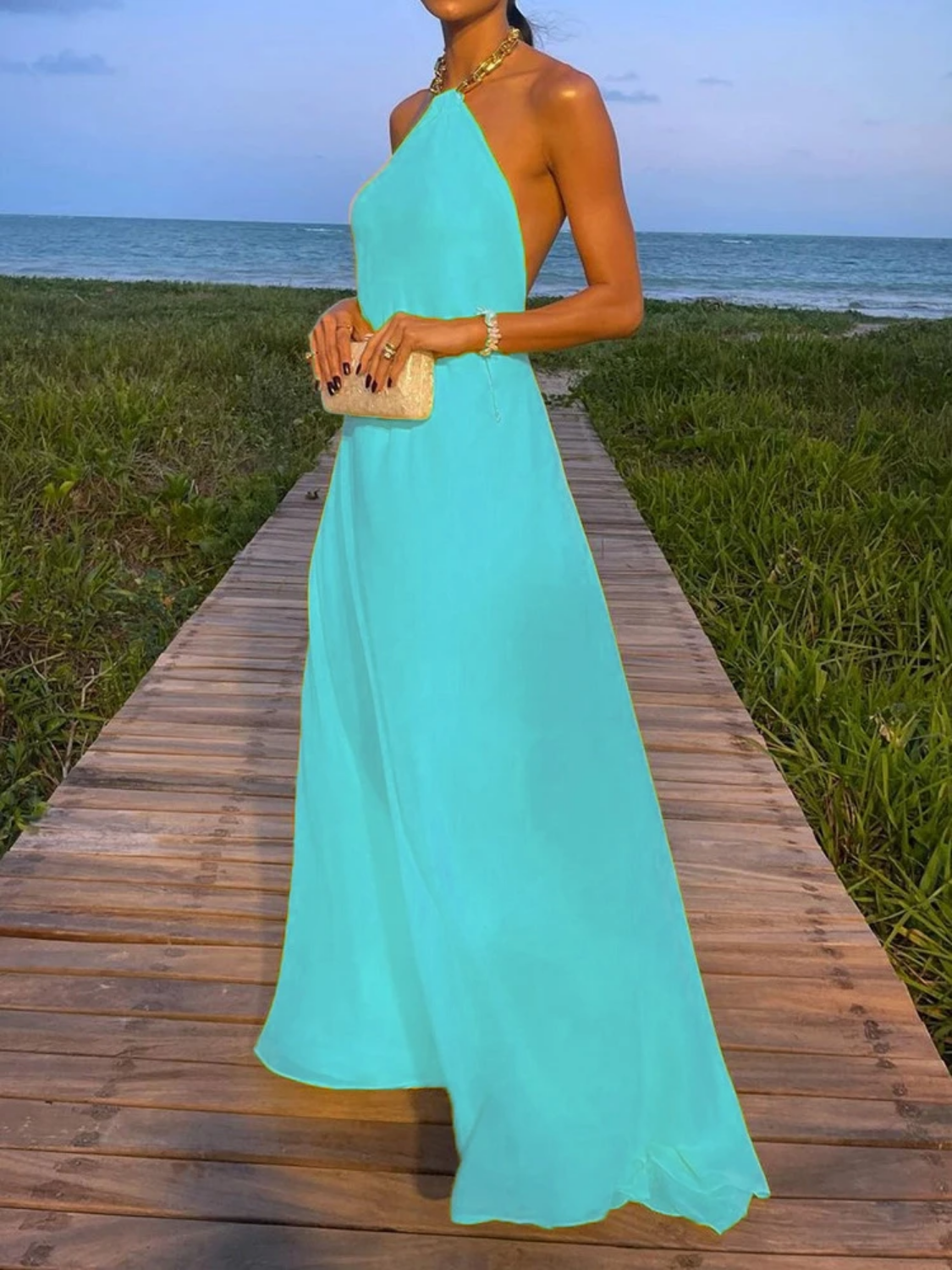 2023 Halter Beach Style  Summer Maxi Dress