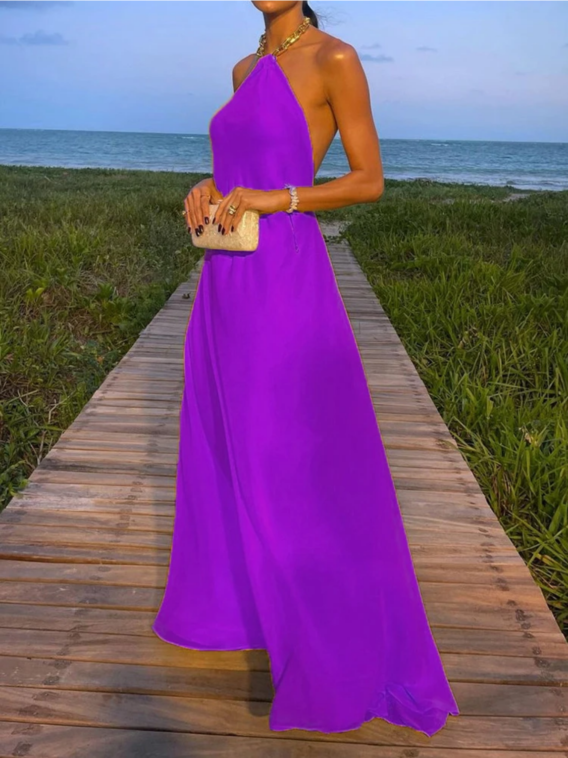 2023 Halter Beach Style  Summer Maxi Dress