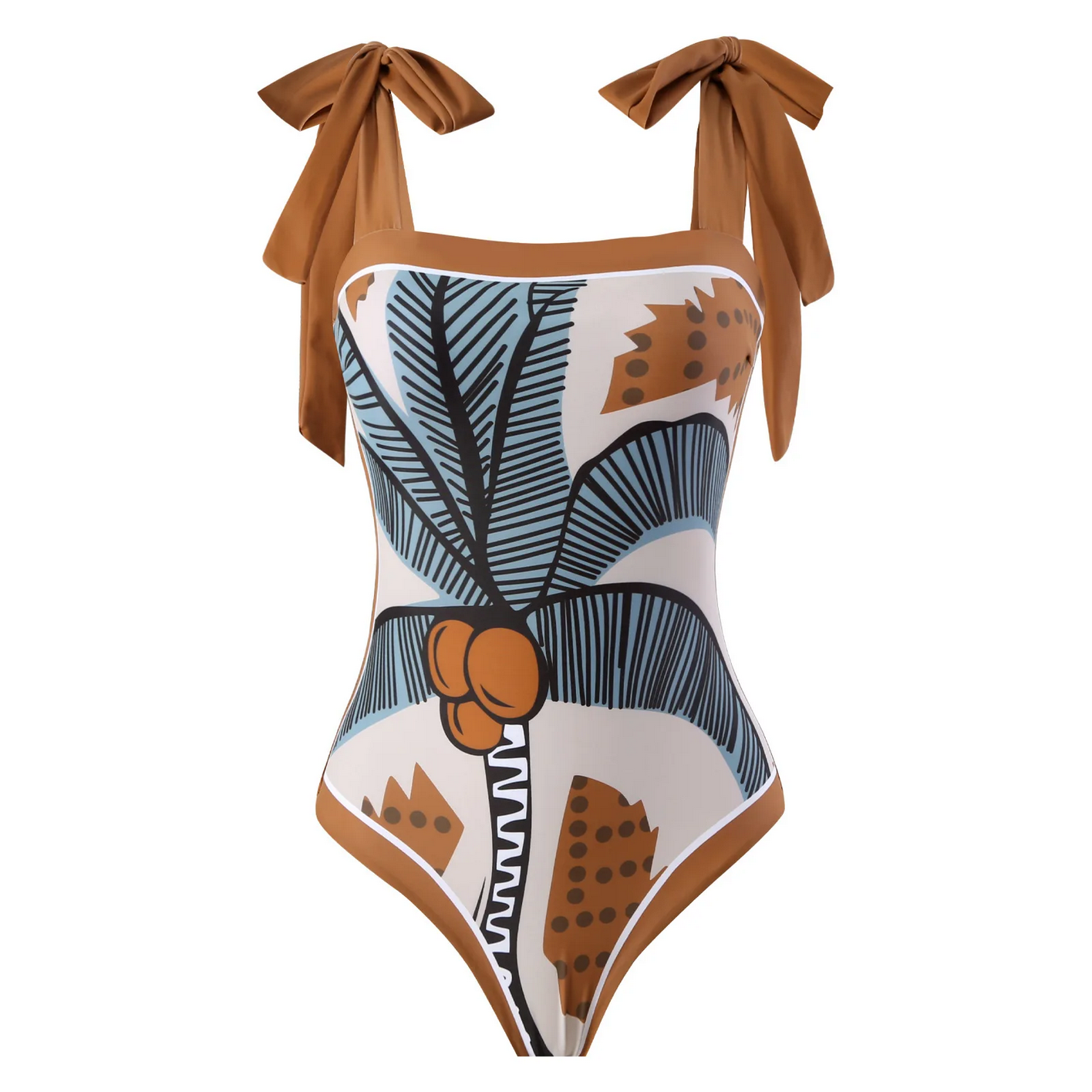 2024 Vintage Coconut P:rint One-Piece Halter Swimsuit