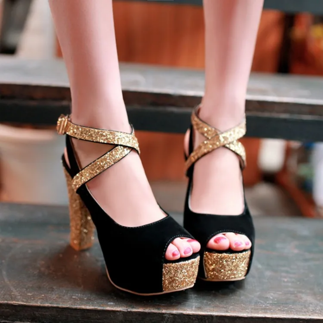 Spring and Summer 2024 12CM High Heel Thick Heel Sandals