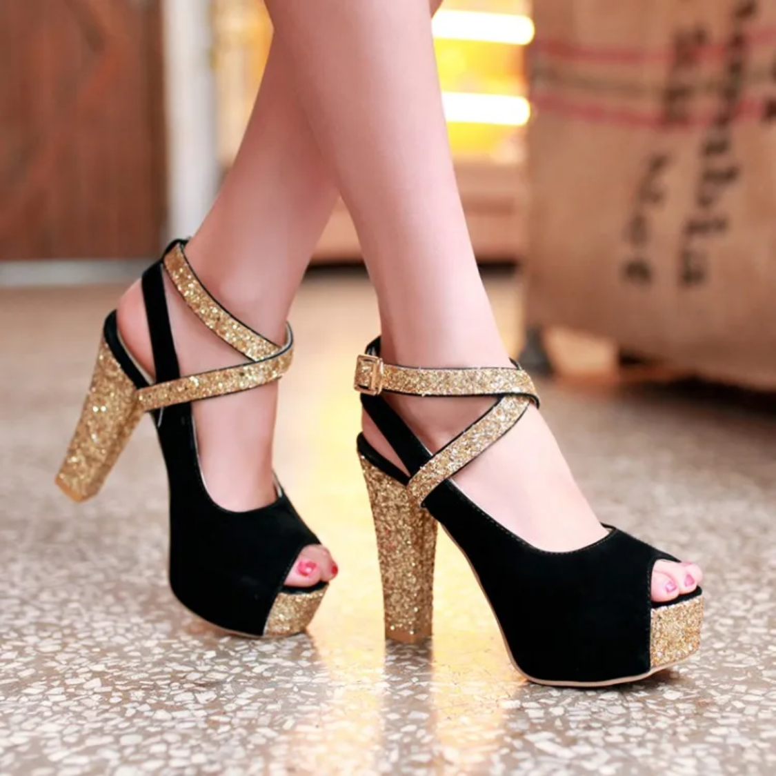 Spring and Summer 2024 12CM High Heel Thick Heel Sandals