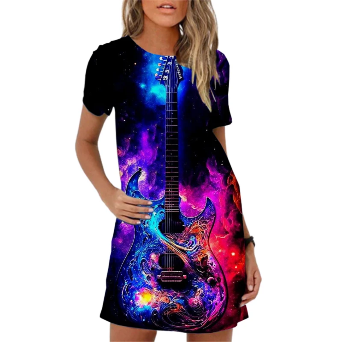 Fashion Instrumental Guitar Print Dress