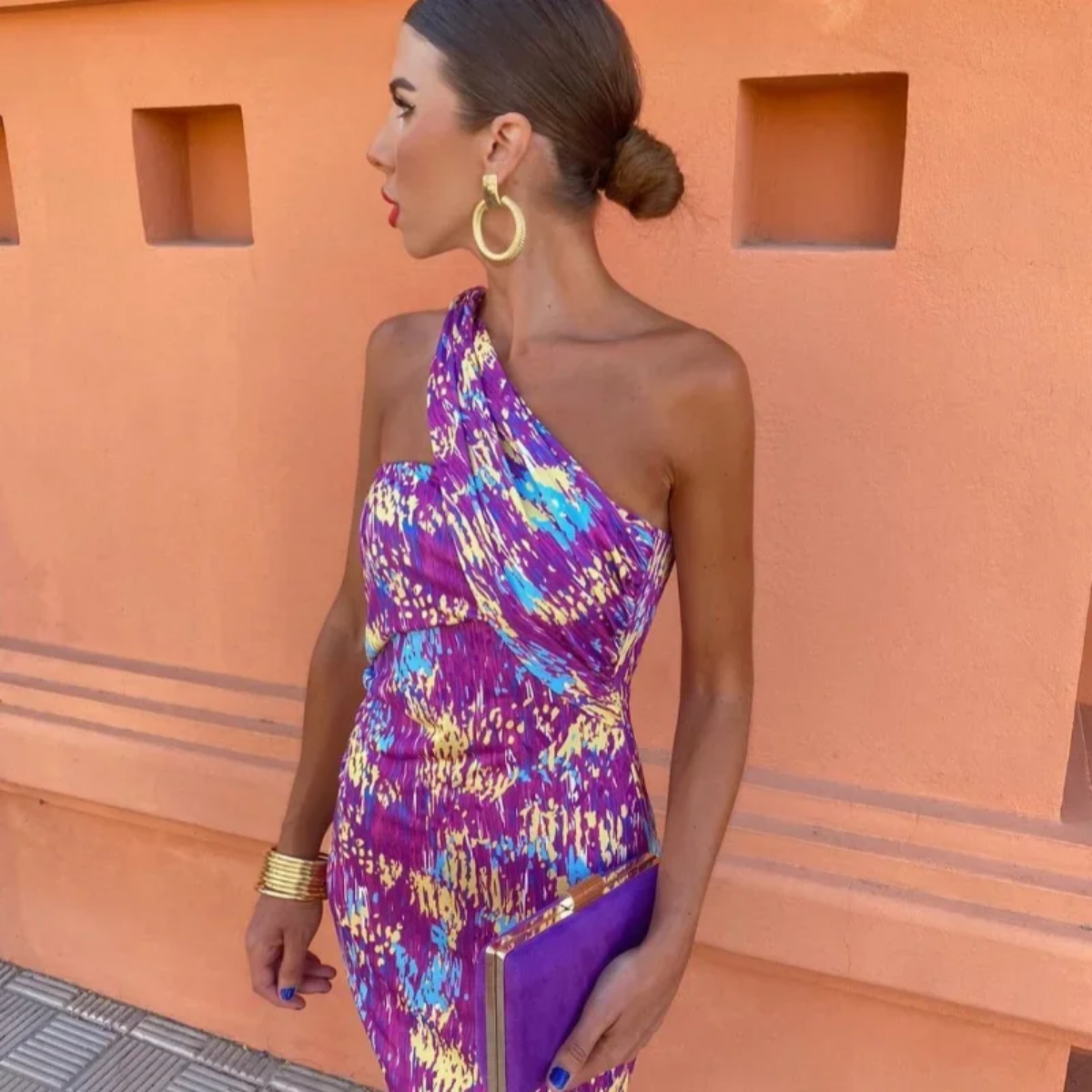 Chic Printed   Sleeveless Backless Asymmetric Maxi Dresses