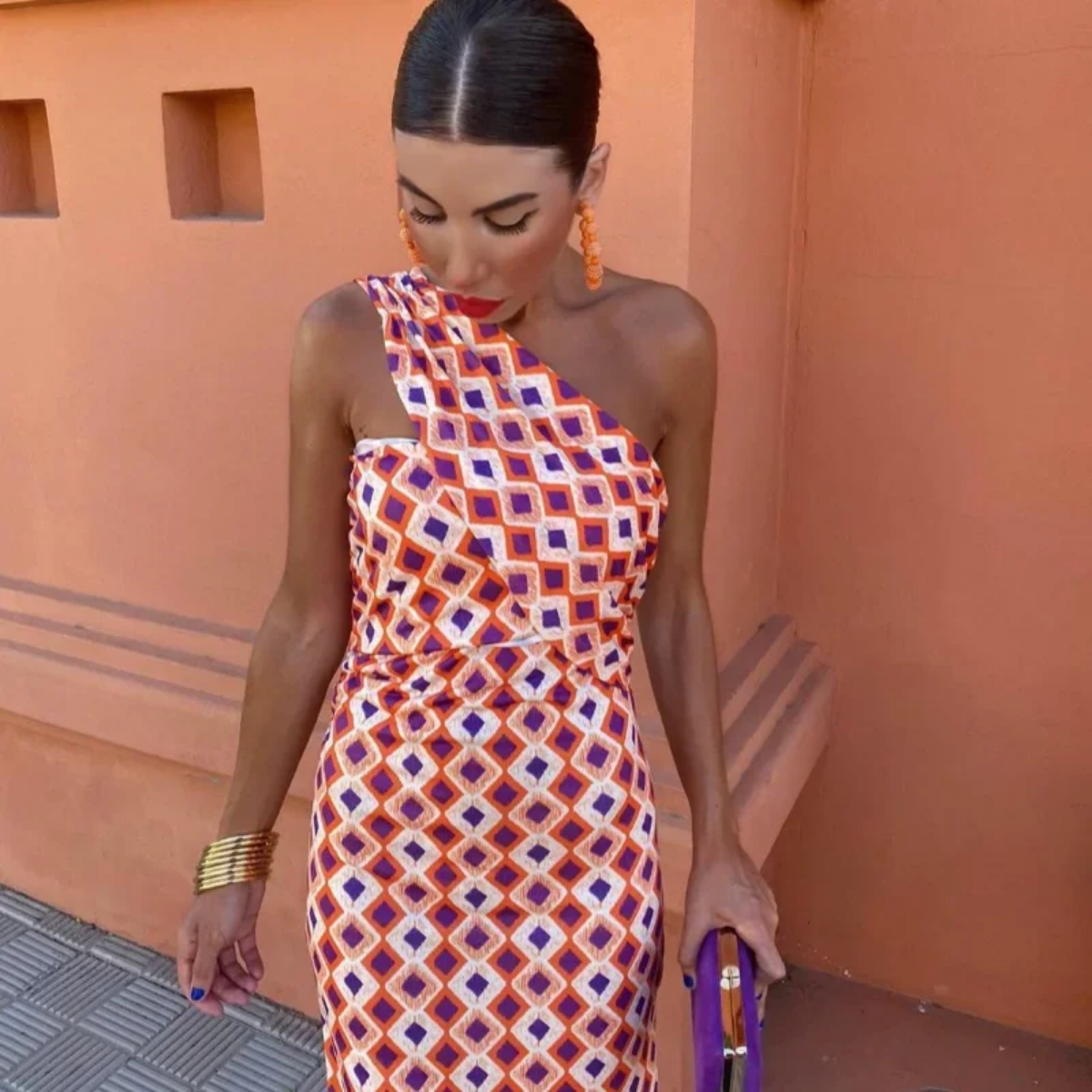 Chic Printed   Sleeveless Backless Asymmetric Maxi Dresses