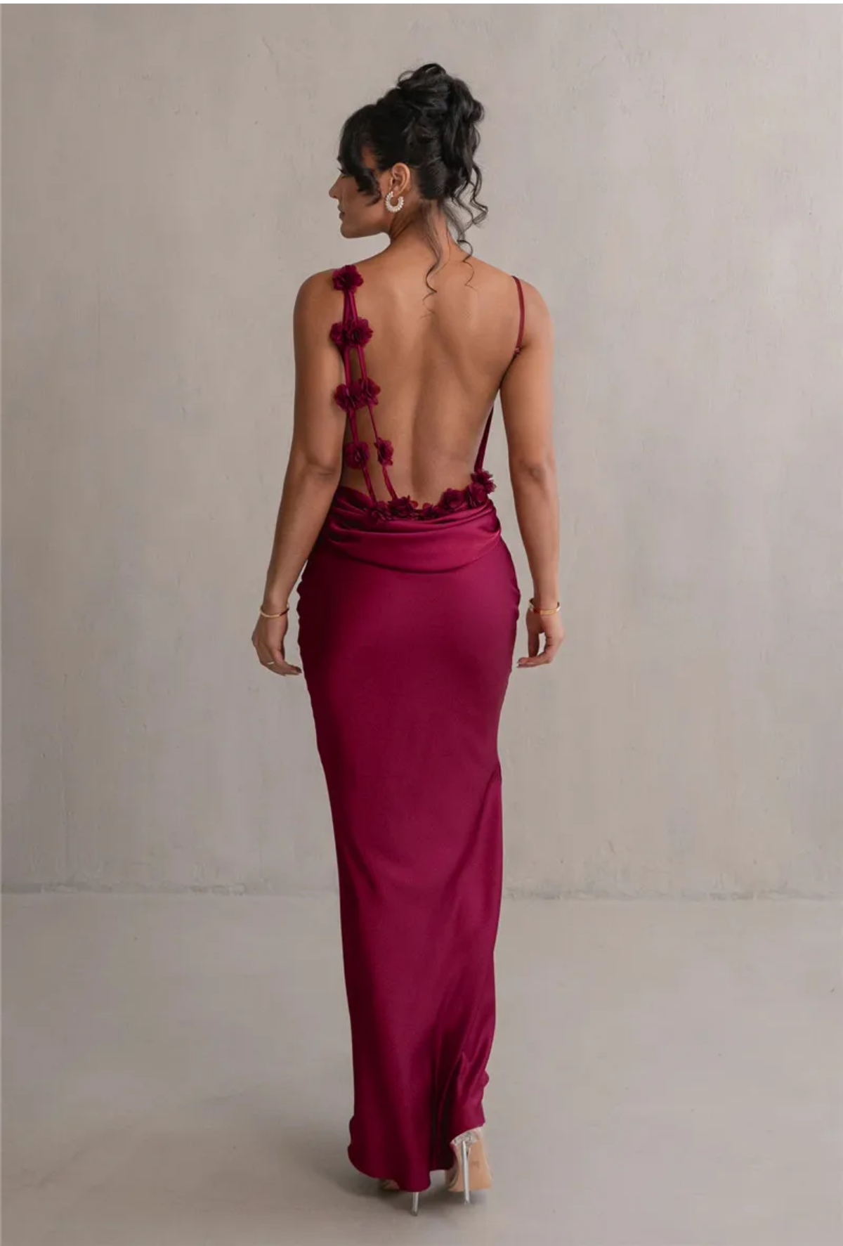 Floral Draped Backless Maxi Long Dress