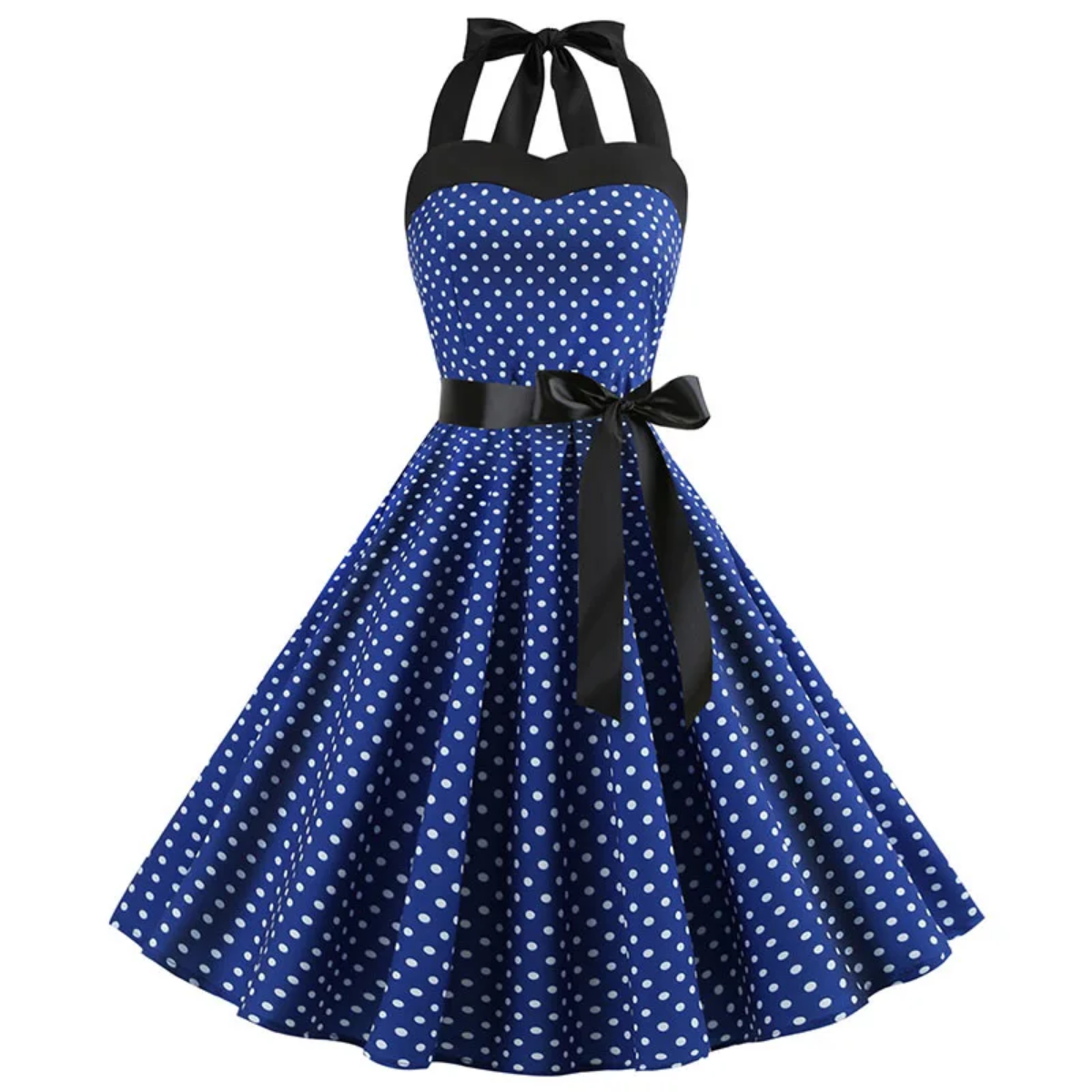 Vintage Summer  Polka Dot Print Halter  Dresses Vestidos