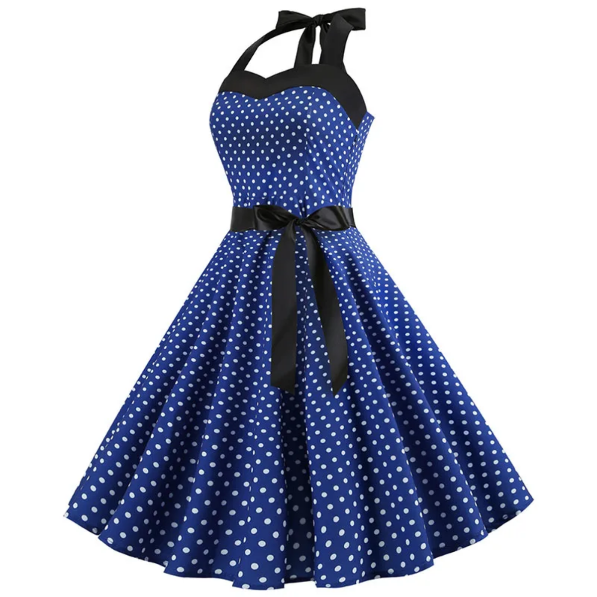 Vintage Summer  Polka Dot Print Halter  Dresses Vestidos