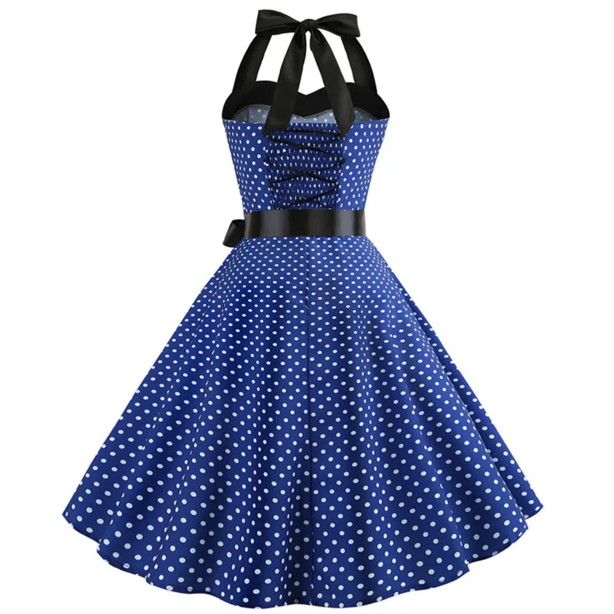 Vintage Summer  Polka Dot Print Halter  Dresses Vestidos