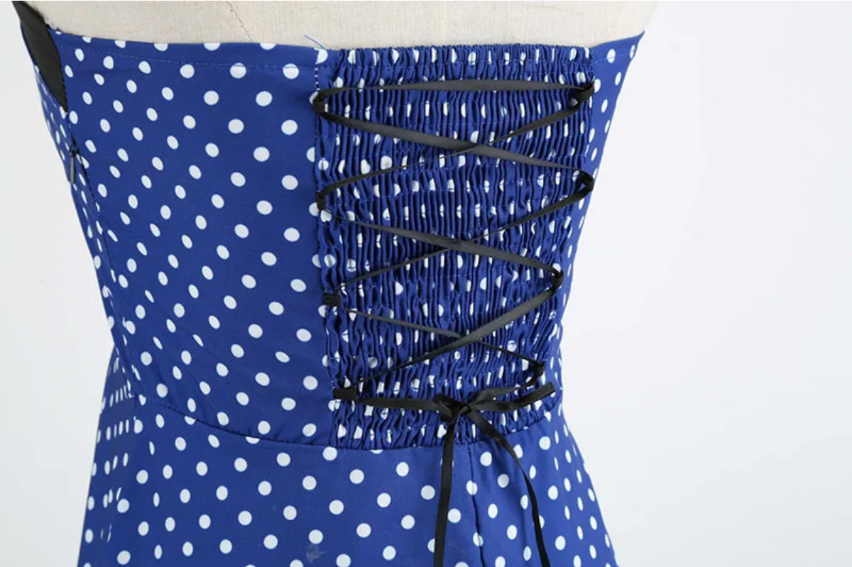 Vintage Summer  Polka Dot Print Halter  Dresses Vestidos