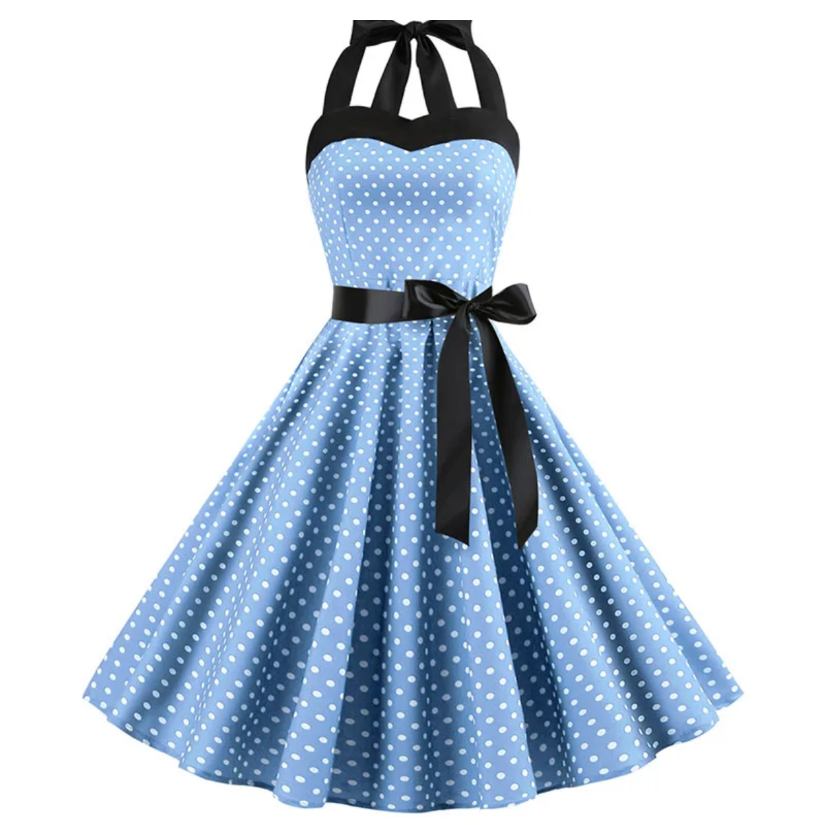 Vintage Summer  Polka Dot Print Halter  Dresses Vestidos