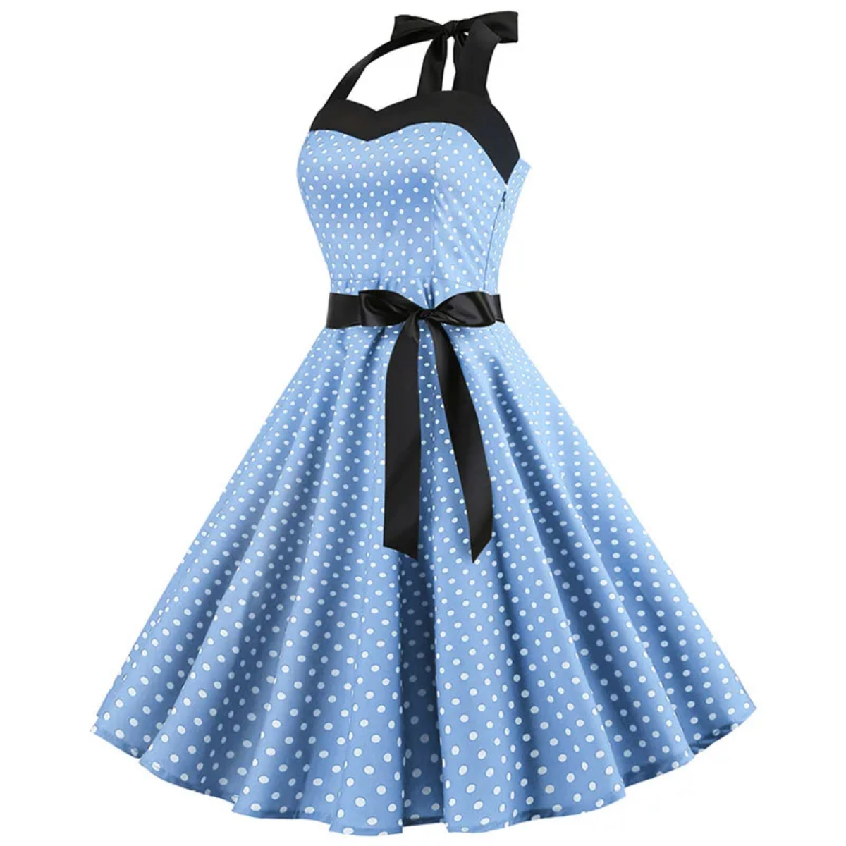 Vintage Summer  Polka Dot Print Halter  Dresses Vestidos