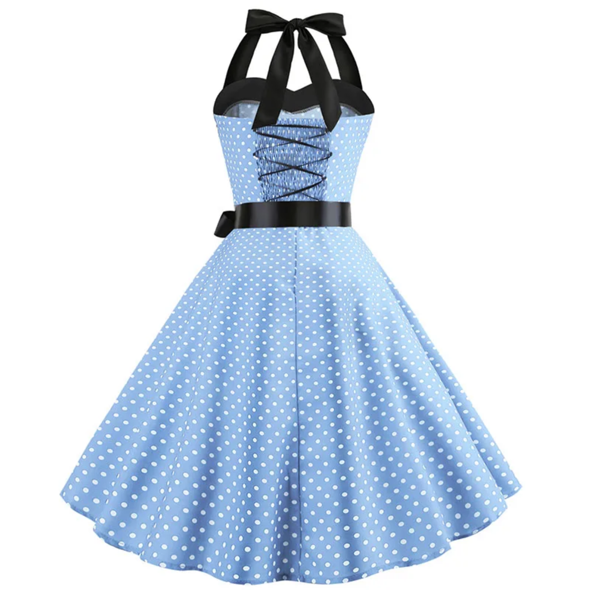 Vintage Summer  Polka Dot Print Halter  Dresses Vestidos