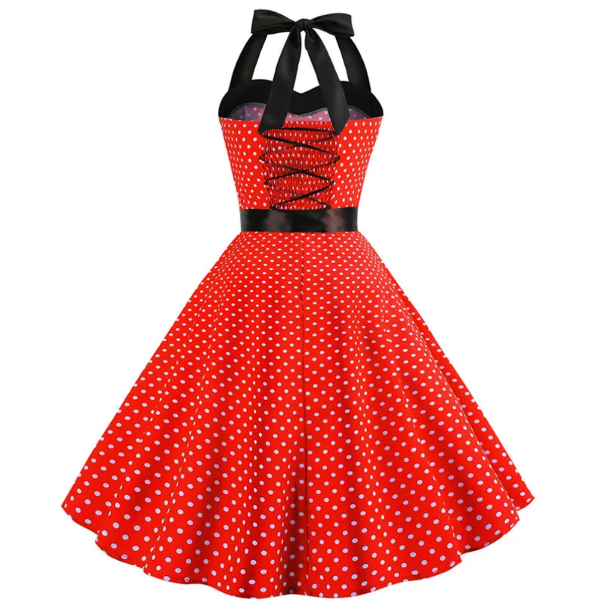 Vintage Summer  Polka Dot Print Halter  Dresses Vestidos