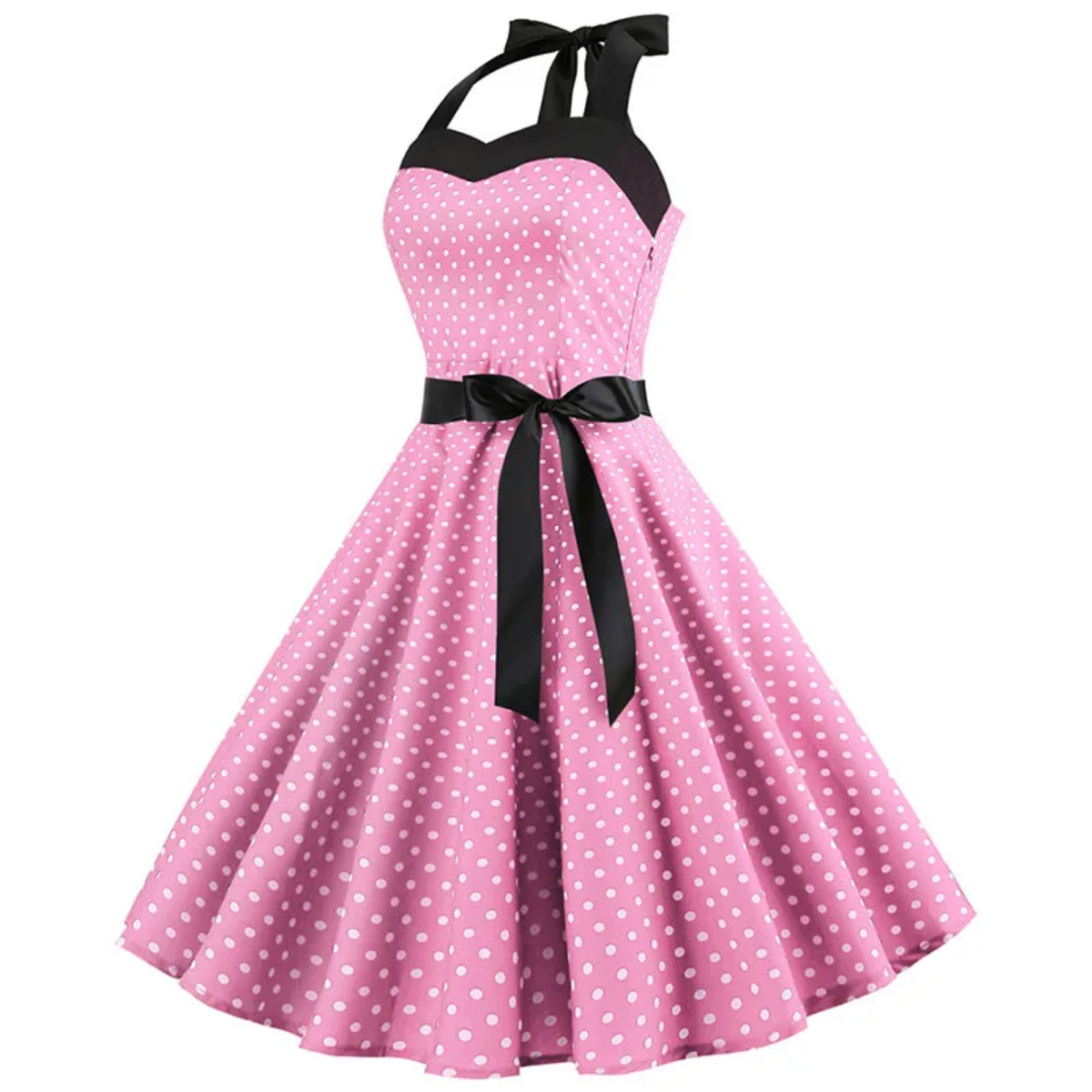 Vintage Summer  Polka Dot Print Halter  Dresses Vestidos