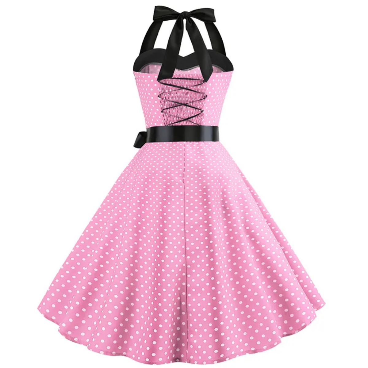 Vintage Summer  Polka Dot Print Halter  Dresses Vestidos