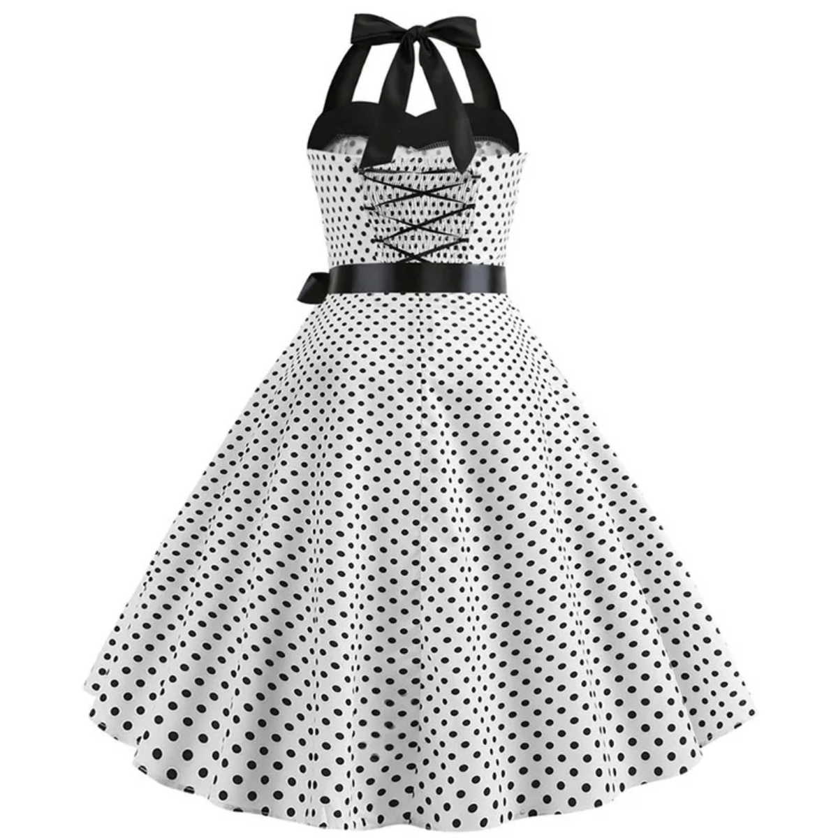 Vintage Summer  Polka Dot Print Halter  Dresses Vestidos