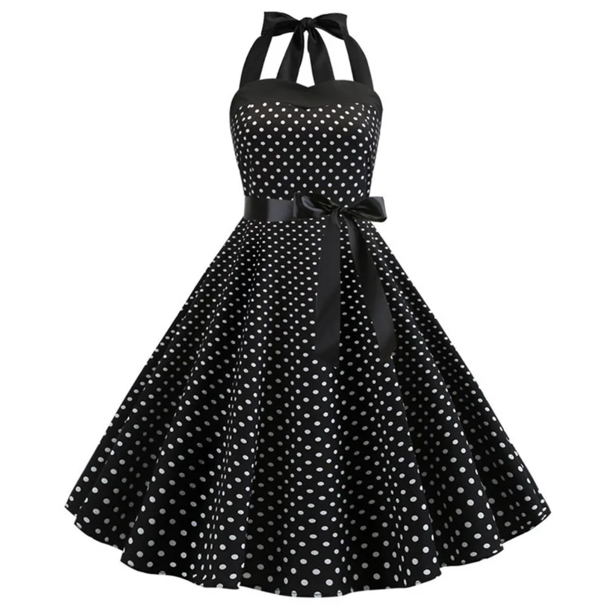 Vintage Summer  Polka Dot Print Halter  Dresses Vestidos