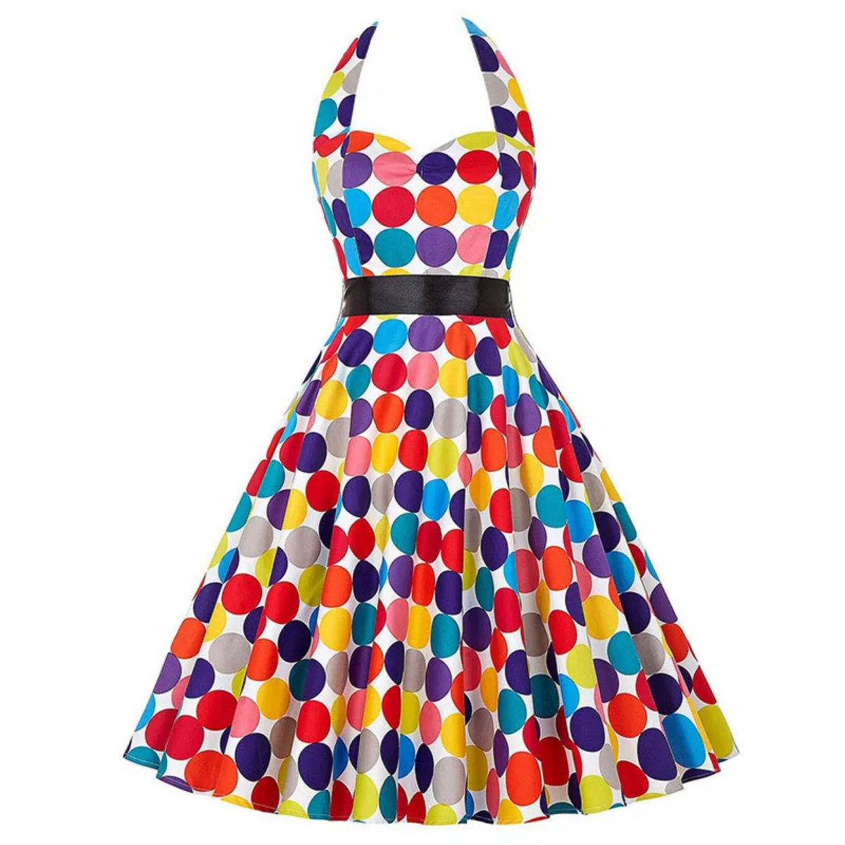 Vintage Summer  Polka Dot Print Halter  Dresses Vestidos