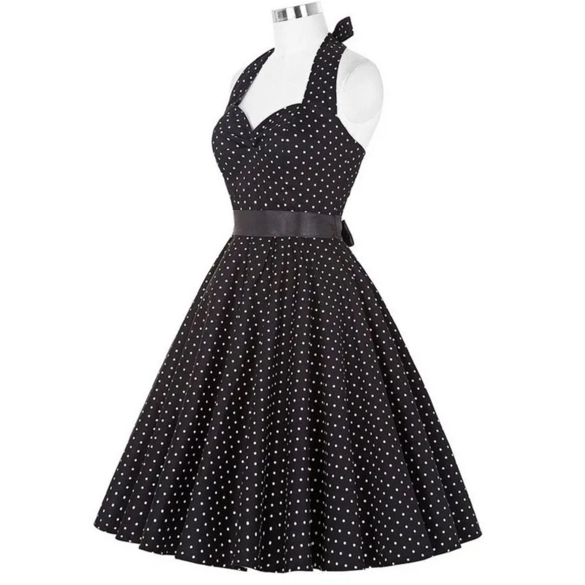 Vintage Summer  Polka Dot Print Halter  Dresses Vestidos