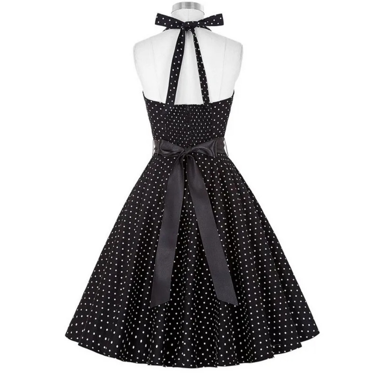 Vintage Summer  Polka Dot Print Halter  Dresses Vestidos