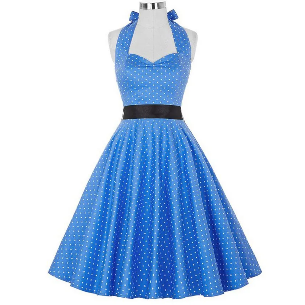 Vintage Summer  Polka Dot Print Halter  Dresses Vestidos