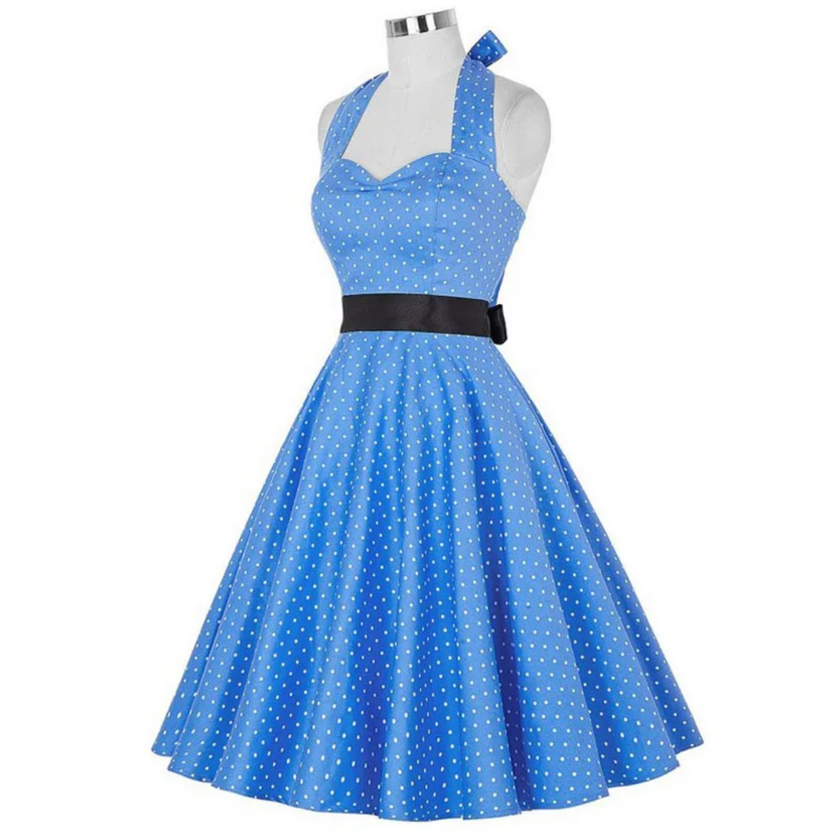 Vintage Summer  Polka Dot Print Halter  Dresses Vestidos