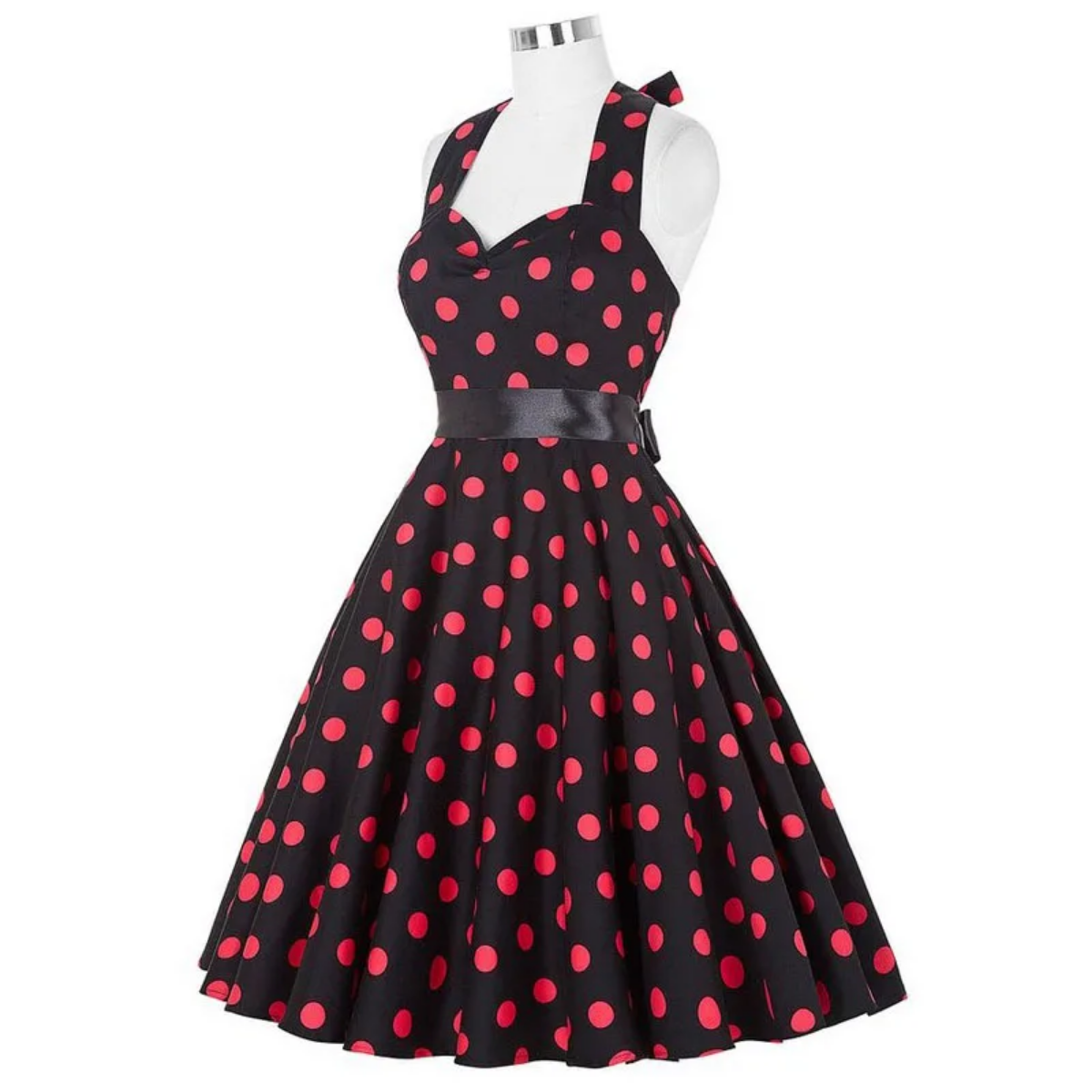 Vintage Summer  Polka Dot Print Halter  Dresses Vestidos