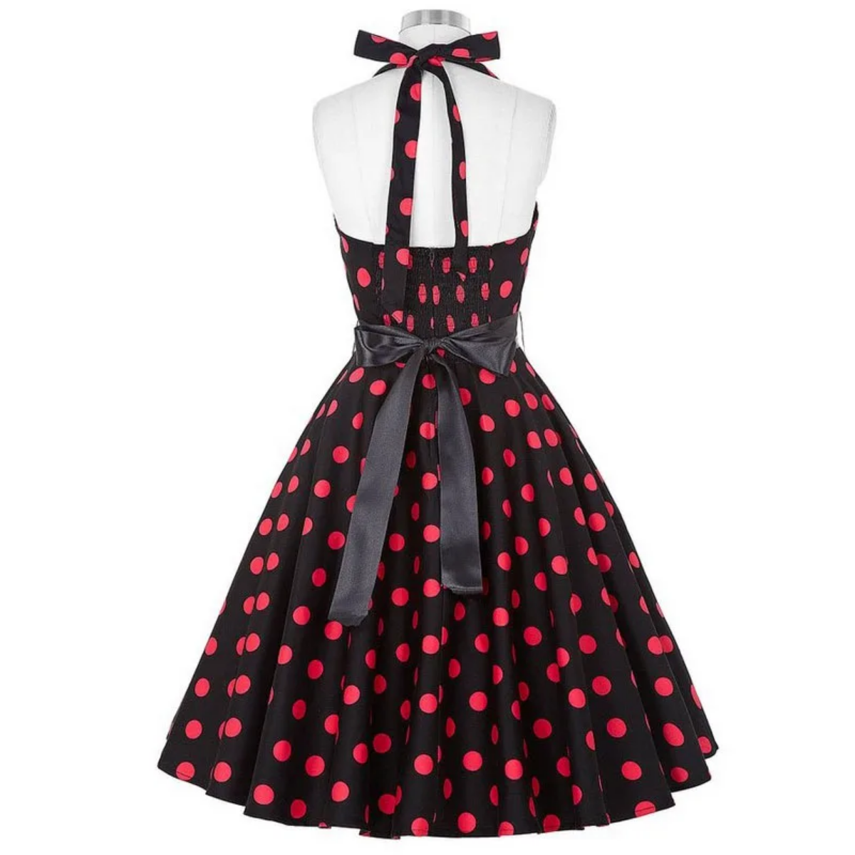 Vintage Summer  Polka Dot Print Halter  Dresses Vestidos