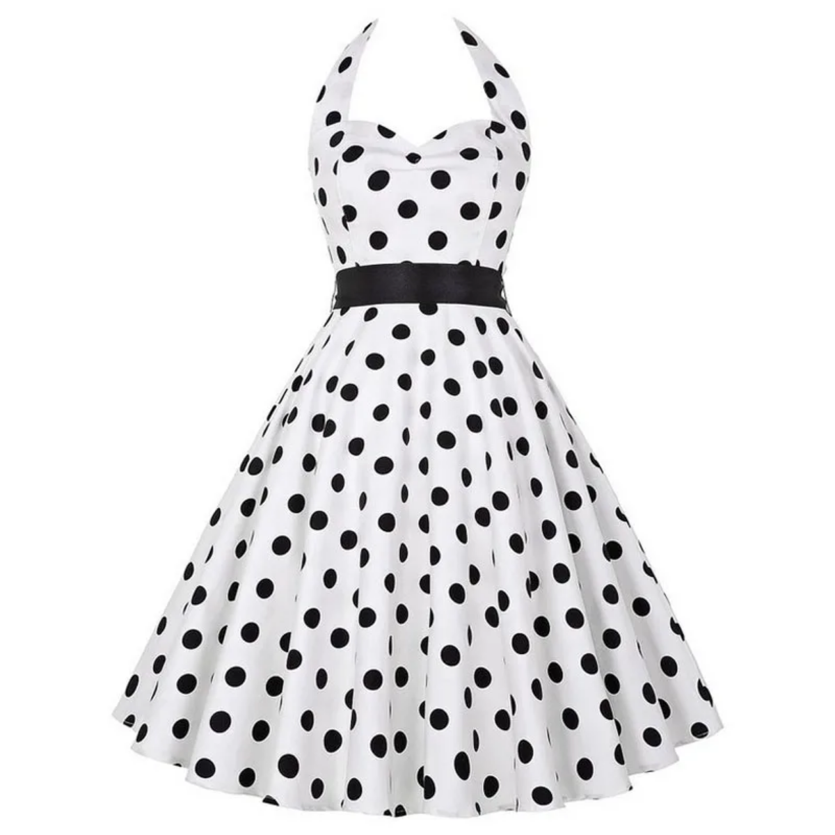 Vintage Summer  Polka Dot Print Halter  Dresses Vestidos