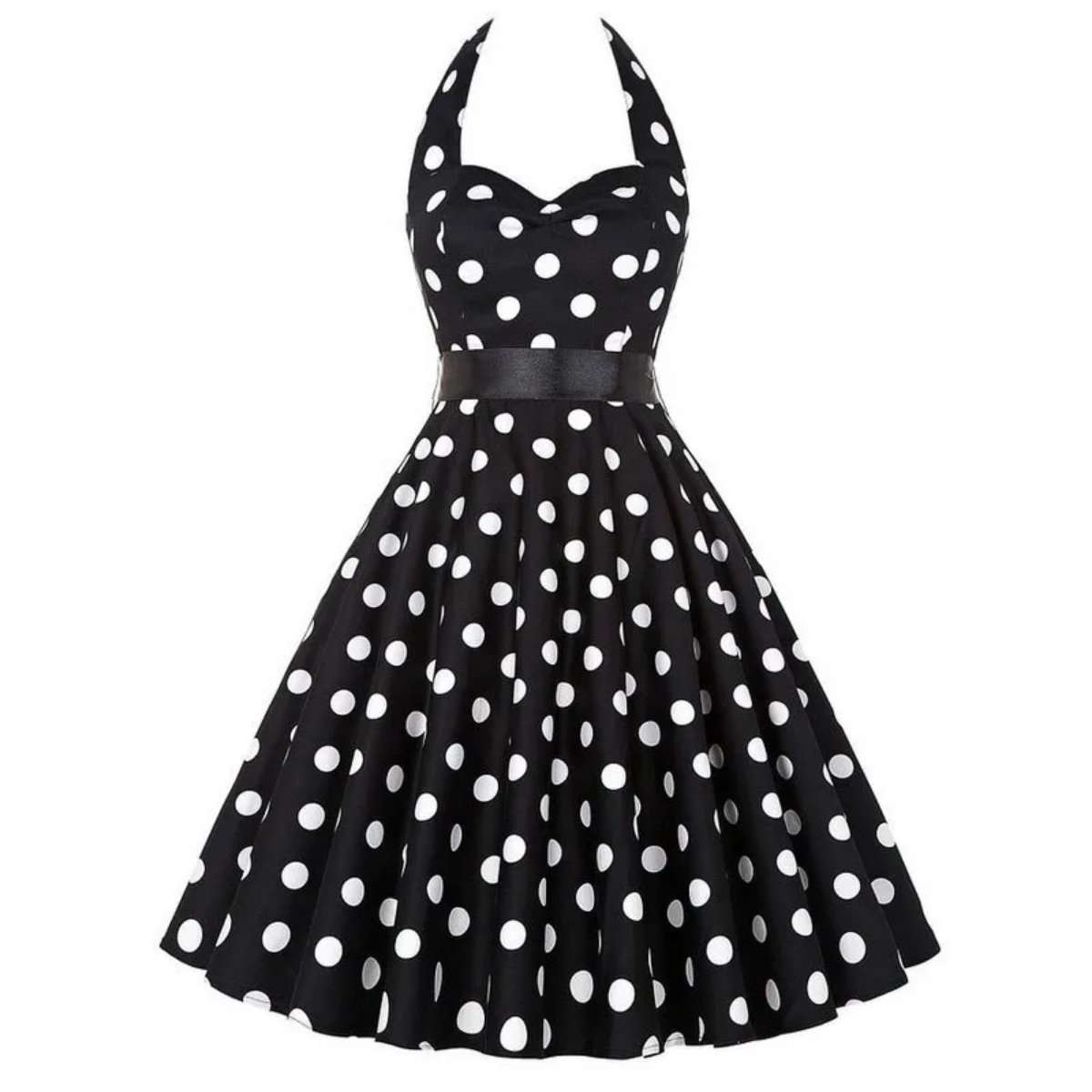 Vintage Summer  Polka Dot Print Halter  Dresses Vestidos