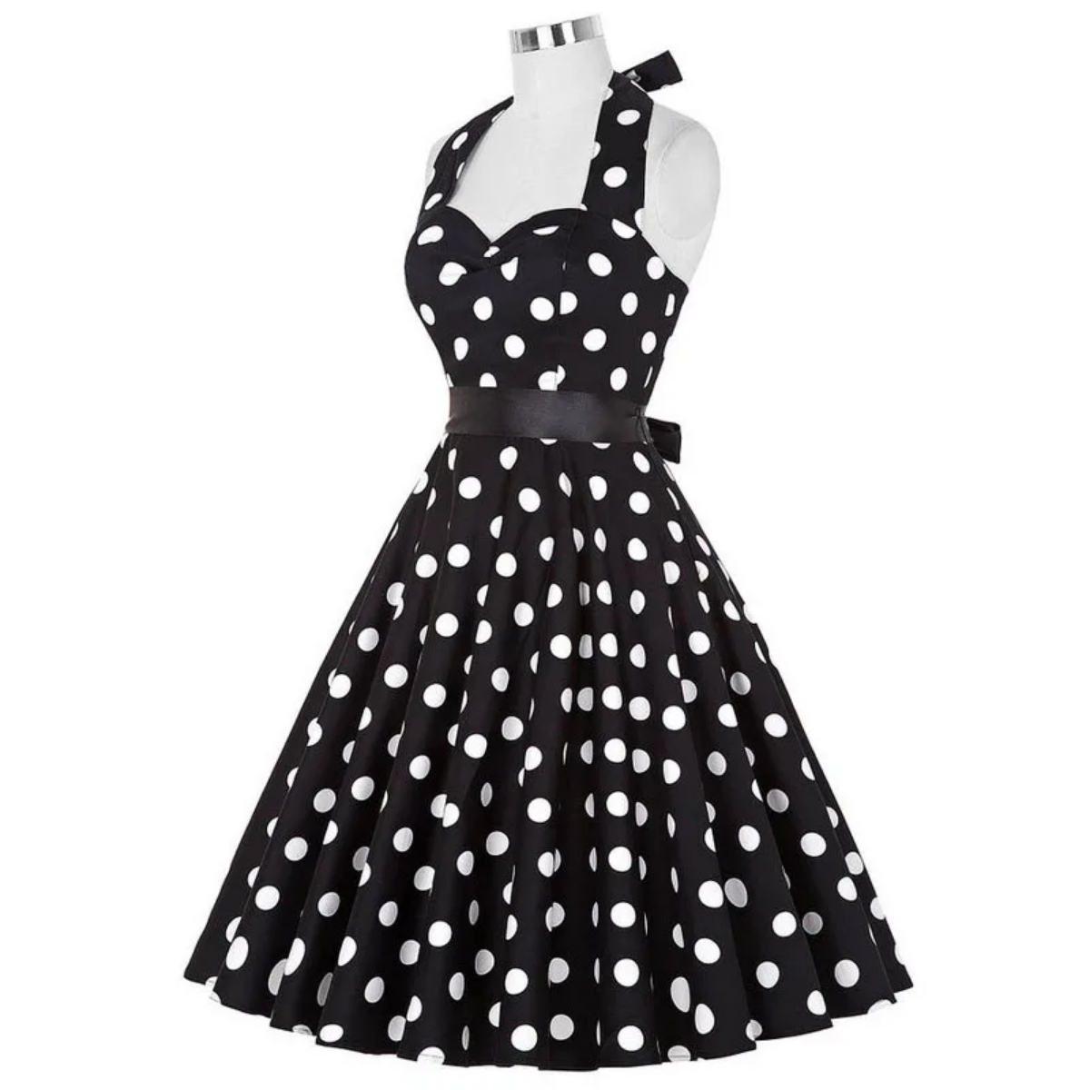 Vintage Summer  Polka Dot Print Halter  Dresses Vestidos